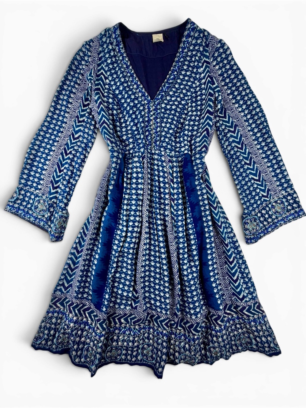 Akemi‎ + Kin Anthropologie Blue Boho Embroidered Tunic Dress XS - Picture 2 of 11